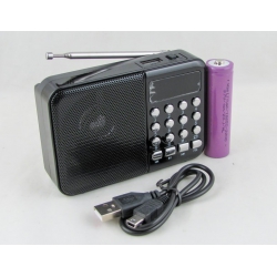 Радиоприёмник C-3 (FM) USB, TF аккум.18650, шнур miniUSB черный