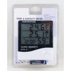 Термометр цифровой (внешний датчик) HTC-2R(W04) с гидрометром, часами 