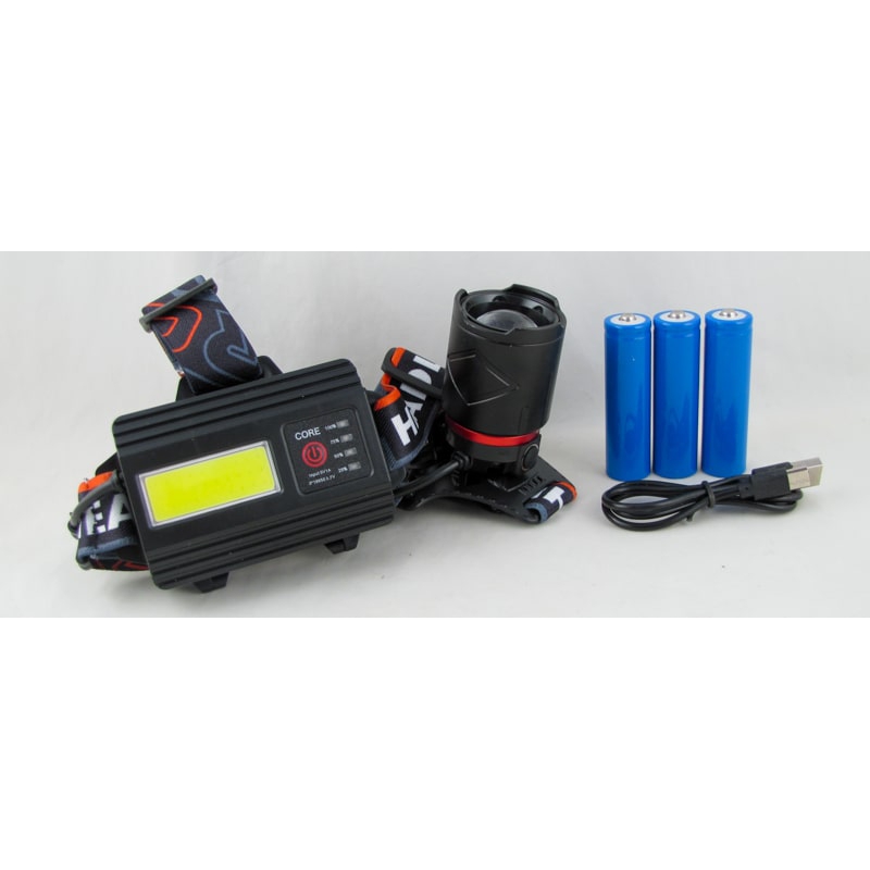 Фонарь головной RE-T60-TG (1 ярк.+ 3акк.+ шнур TYPE-C) zoom