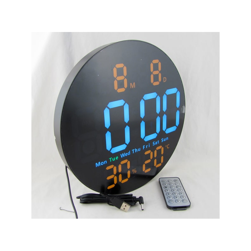 Часы-будильник электронные DS-5501 (белые+оранжевые цифры) с пультом, влажность, температура