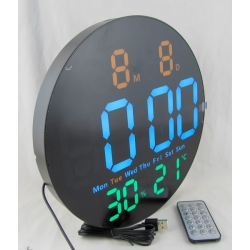 Часы-будильник электронные DS-5501 (белые+зеленые+оранжевые цифры) с пультом, влажность, температура