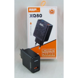 Сетевое зарядное устройство 3A XQ-80 черный 1USB QC3.0 18W в коробке