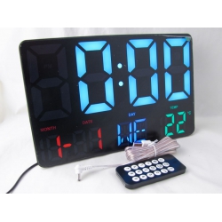 Часы-будильник электронные GH-0717L (цветные цифры) с датой, температурой, с пультом