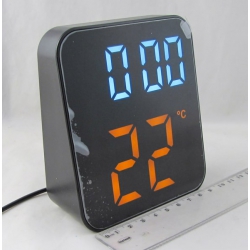 Часы-будильник электронные RE-8015 черный корпус (белые+оранжевые цифры) с температурой