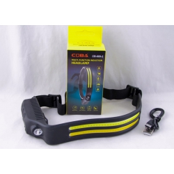 Фонарь налобный W-689A-2 (1 ярк., 2 полоски бел., аккум., шнурTYPE-C) бесконтактный ??