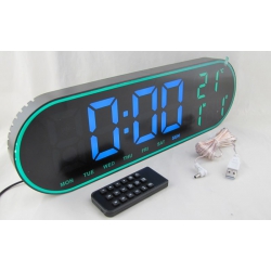 Часы-будильник электронные GH-8021 (зеленые цифры) с температурой, с датой, с пультом