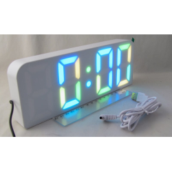 Часы-будильник электронные GH-0730 белый корпус (цветные цифры)