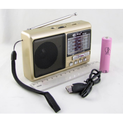 Радиоприёмник PX-51U (FM/AM/SW1-6) USB, TF, аккум. 18650, шнур microUSB, с фонарем
