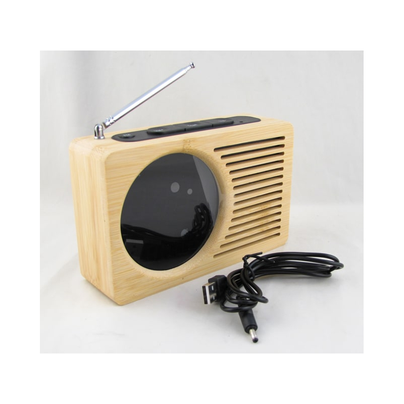 Радиоприёмник T-2602 (FM) шнур 3,5*1,35, 4AAA с часами, температурой