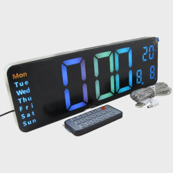 Часы-будильник электронные RE-5529B (разноцветные цифры) с температурой, с пультом