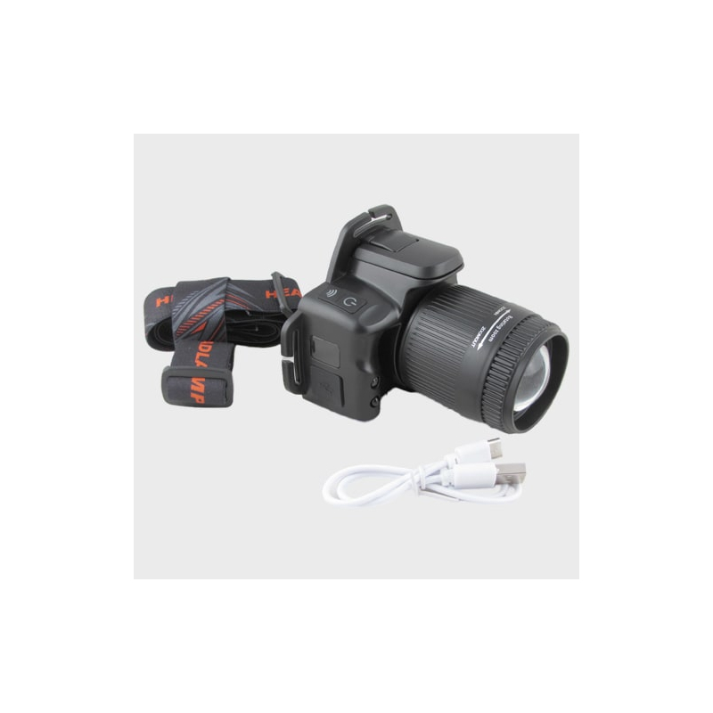 Фонарь налобный BL-U8-TG (1 ярк., мигалка красн.,  встроен. аккум., шнур TYPE-C) бесконтактный, инди