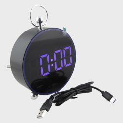 Часы-будильник электронные RE-8025 черный корпус (сиреневые цифры)