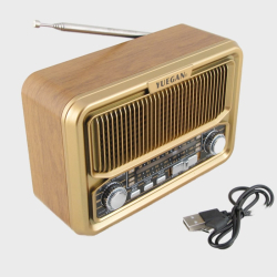 Радиоприёмник YG-7060BTS 3 band (FM, AM, SW) акк. 18650, шнур microUSB, USB, TF, солнеч. бат., Bluet