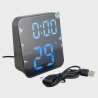 Часы-будильник электронные GH-8015 черный корпус (белые+голубые цифры) с температурой