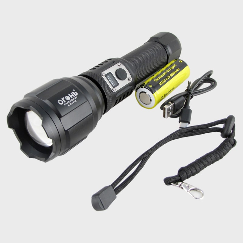 Фонарь светодиодный H-3006-P160 (1 мощ., акк.26650 + шнур TYPE-C) zoom ??
