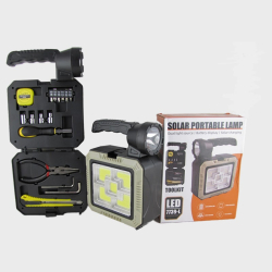 Фонарь + Набор инструментов YD-2161 (5 больш., 1 ярк., аварийка, шнур TYPE-C) с индикат., солнеч бат