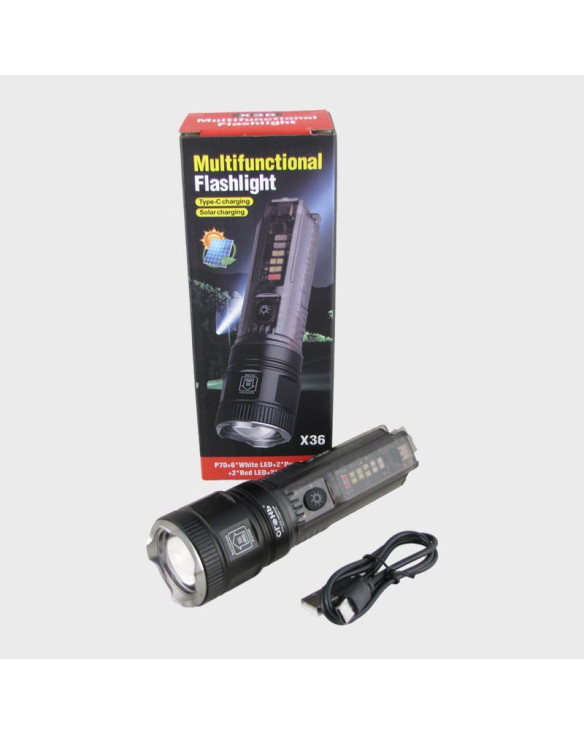 Фонарь светодиодный H-3170-PM20-TG (1 мощ.+ 6 больш., мигалка красн./син., аккум., шнур TYPE-C) zoom
