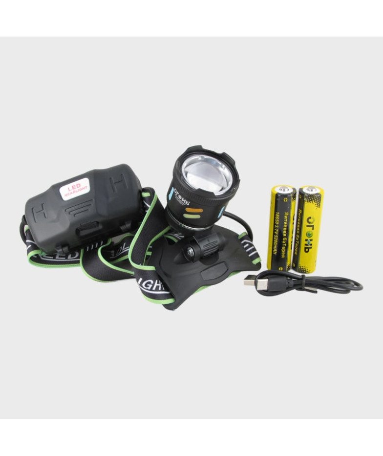 Фонарь налобный HT-3126-PM20-TG (1 ярк.+ 2 аккум.+ шнур TYPE-C) zoom