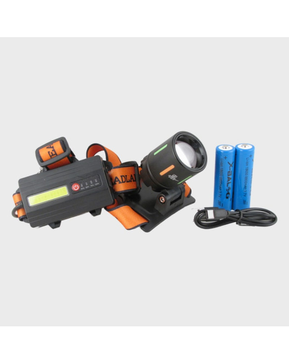 Фонарь налобный BL-T201-TG 1 режим (1 ярк.+ 1 больш., мигалка, 2акк., шнур TYPE-C) с индикатором, zo