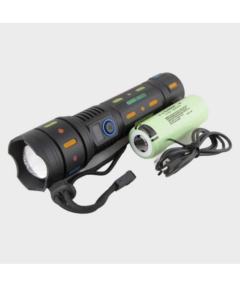 Фонарь светодиодный H-320-PM-TG60 (1 мощ., акк. 32850 + шнур TYPE-C) с индикатором, zoom