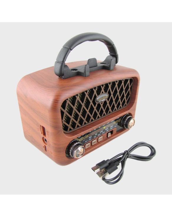 Радиоприёмник M-1162BT (FM,AM,SW) USB, TF, аккум.18650, шнур TYPE-C, Bluetooth, ретро
