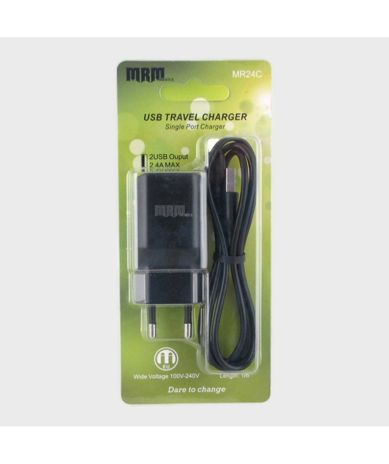 Сетевое зарядное устройство с кабелем LIGHTNING 1,2м 2,4A MR-24-IP5 черное, 2USB