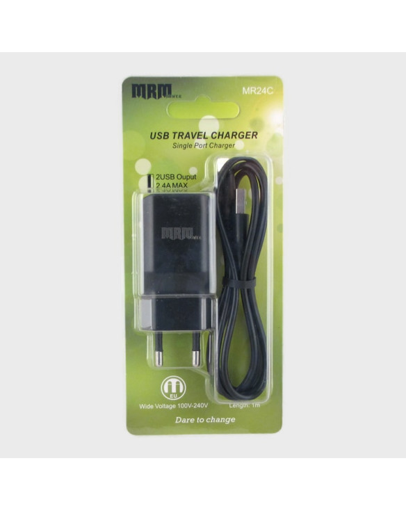 Сетевое зарядное устройство с кабелем LIGHTNING 1,2м 2,4A MR-24-IP5 черное, 2USB