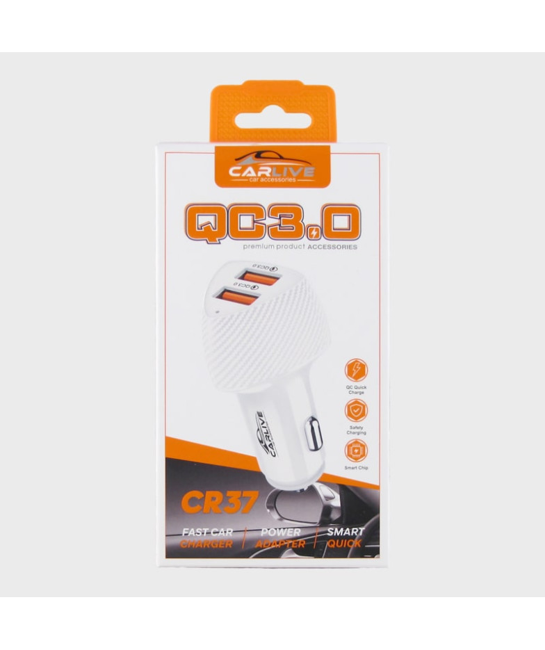Зарядное устройство (2 USB) 5V 3A CR-37 белый QC3.0 + QC3.0