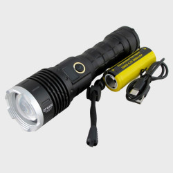 Фонарь светодиодный H-162B-PM30-TG-2 (бел.+ синий, акк.26650, шнур TYPE-C) с индикатором, zoom