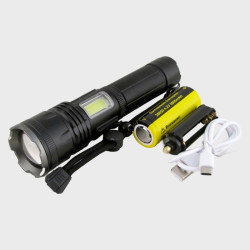 Фонарь светодиодный H-295-P99 (1 мощ.+ 1 больш., мигалка красн., аккум.26650, шнур TYPE-C, вых.USB) 