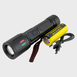 Фонарь светодиодный H-3160-PM20 (1 мощ., аккум.26650, шнур TYPE-C) с индикатором, zoom