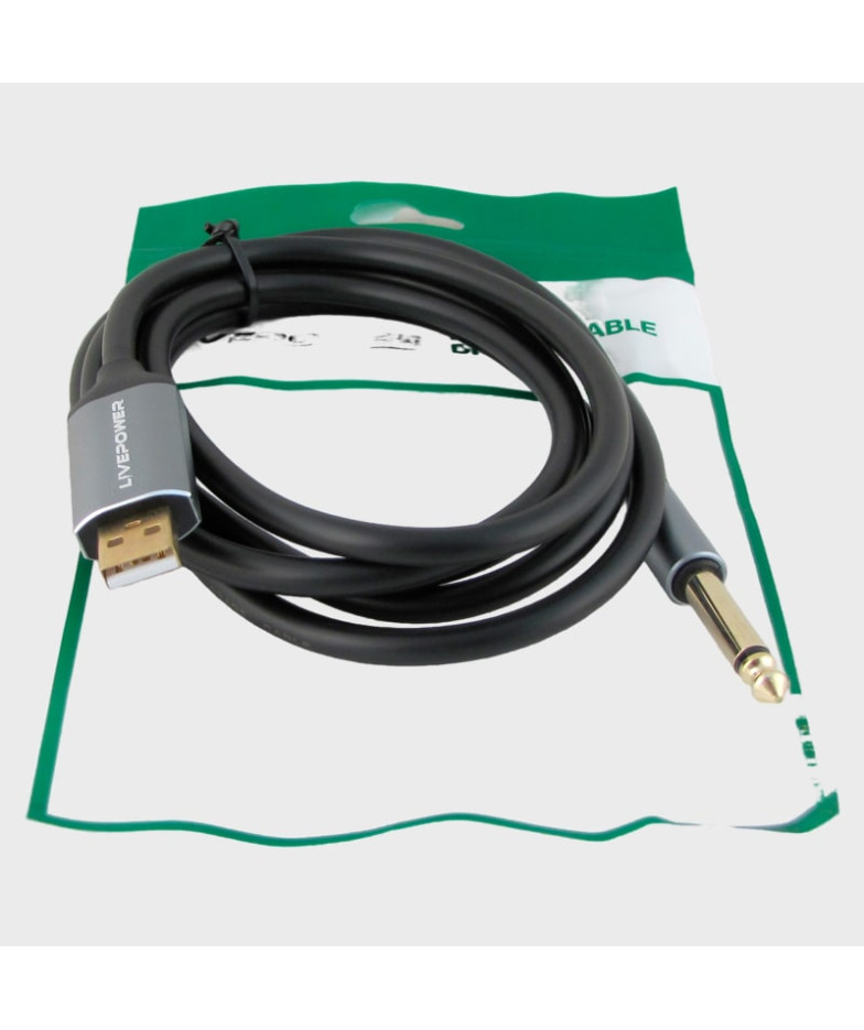 Кабель Jack 6,35mm - USB H-256 (гитарный кабель) 1,8м Premium