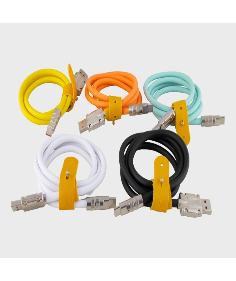 Кабель TYPE-C 1м R-120-TC 6A 120W Ø6mm силиконовый с застежкой
