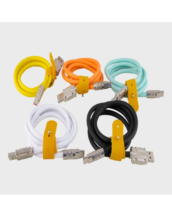 Кабель TYPE-C 1м R-120-TC 6A 120W Ø6mm силиконовый с застежкой