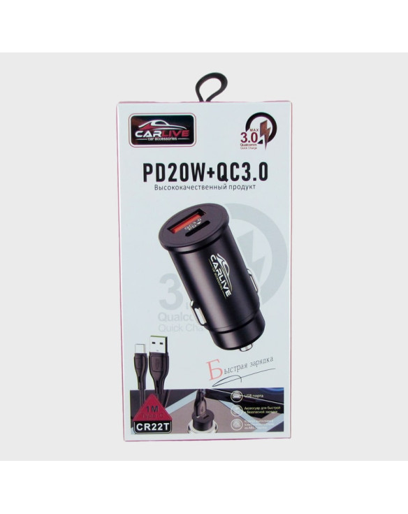 Зарядное устройство для TYPE-C 5V 3A CR-22 черный QC3.0 + PD20W 38W