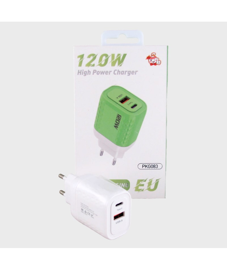 Сетевое зарядное устройство PK-083 белый 5V 3A/9V 2,78A 120W QC3.0 USB+PD