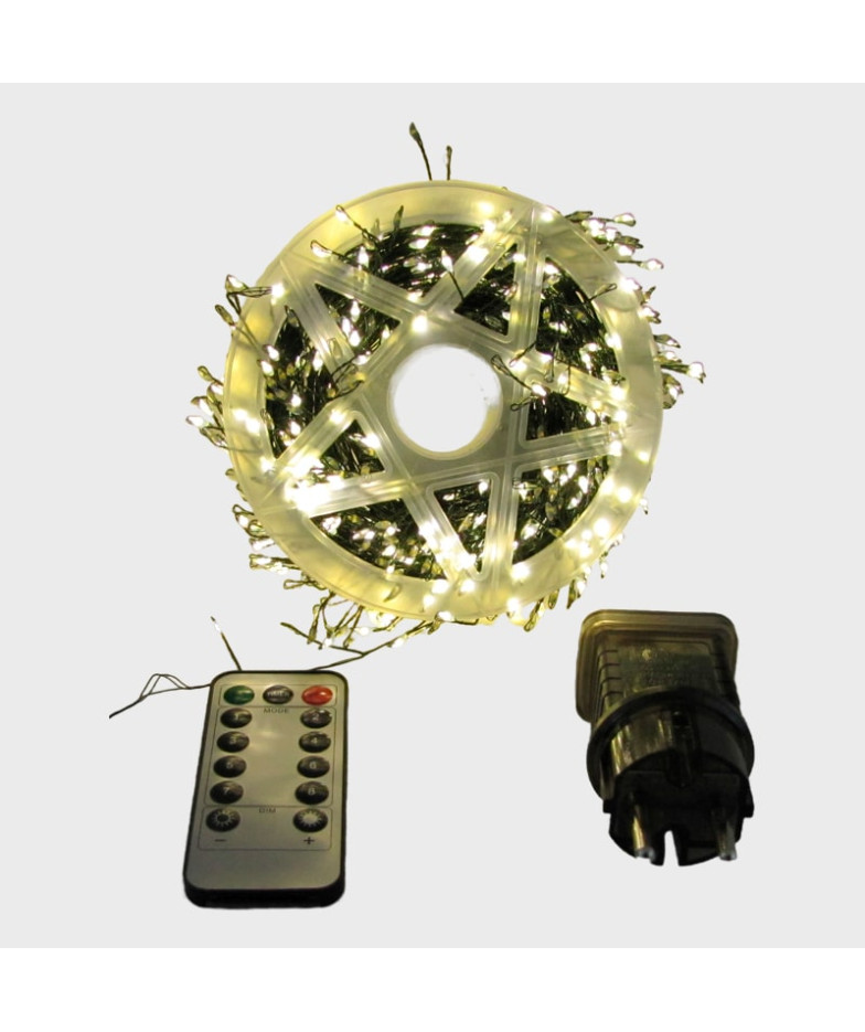 Гирлянда 30м Роса на катушке желтая зеленый шнур с пультом