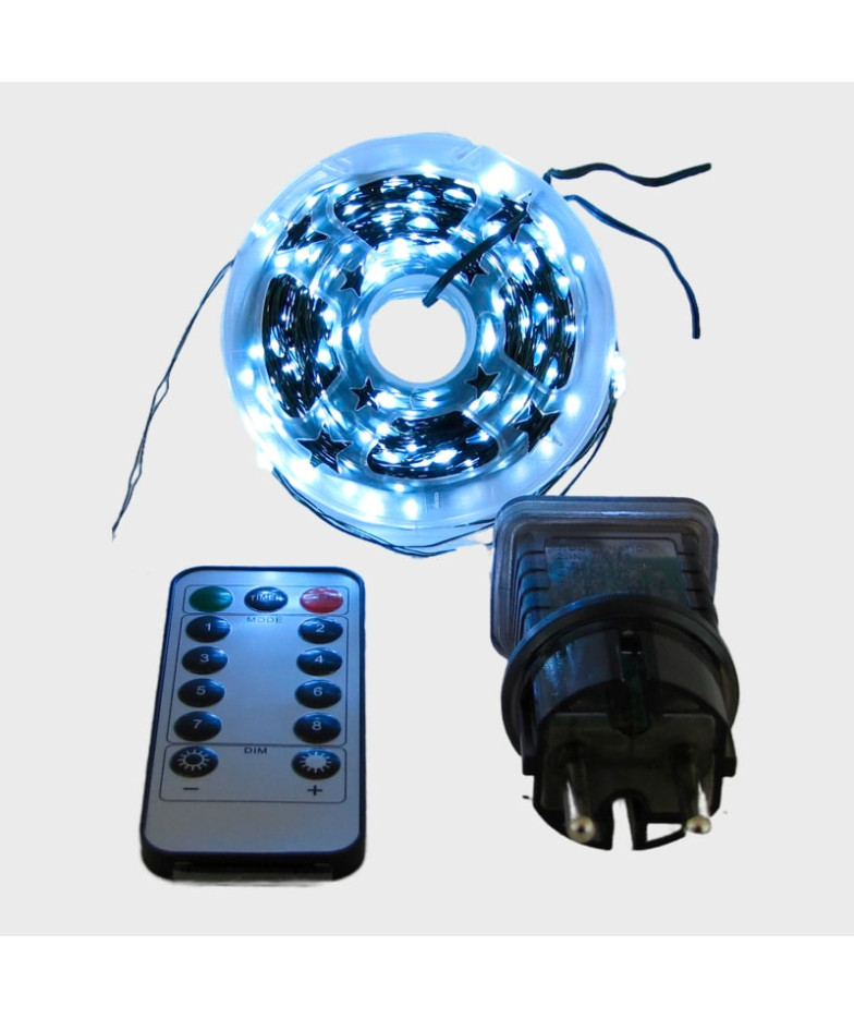 Гирлянда 50м Роса на катушке белый зеленый шнур с пультом 8 режимов