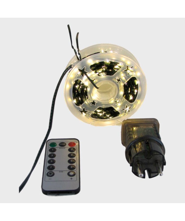 Гирлянда 100м Роса на катушке желтый зеленый шнур с пультом 8 режимов