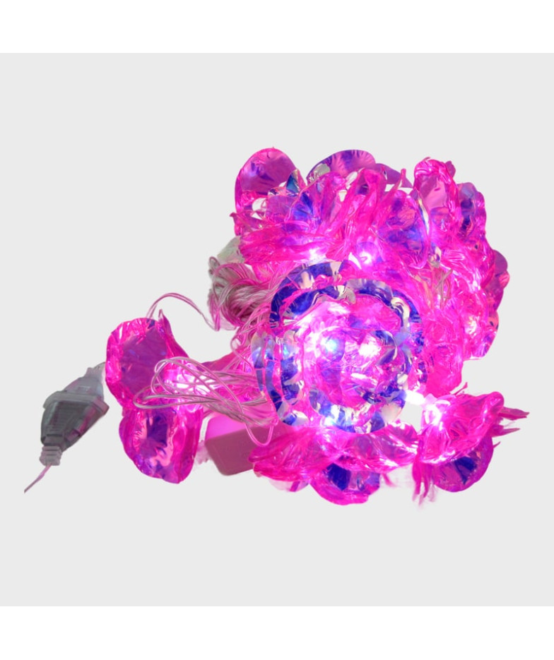 Гирлянда - Роза  15шт розовая/золото прозрачный шнур. 