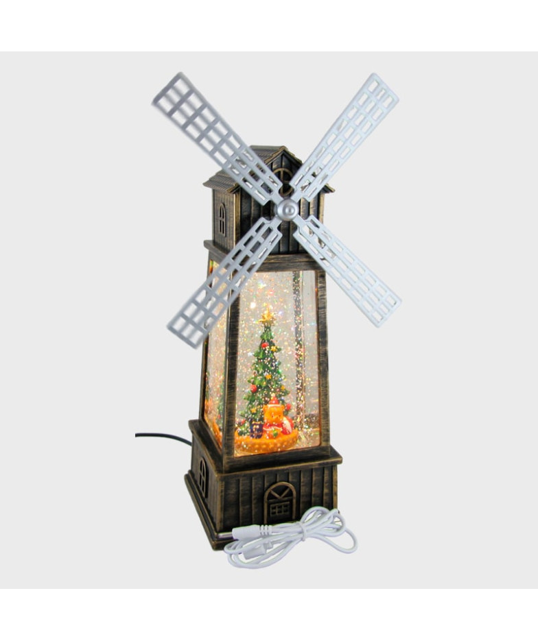 Новогодний фонарь Мельница (мишка с елкой) 6509-2