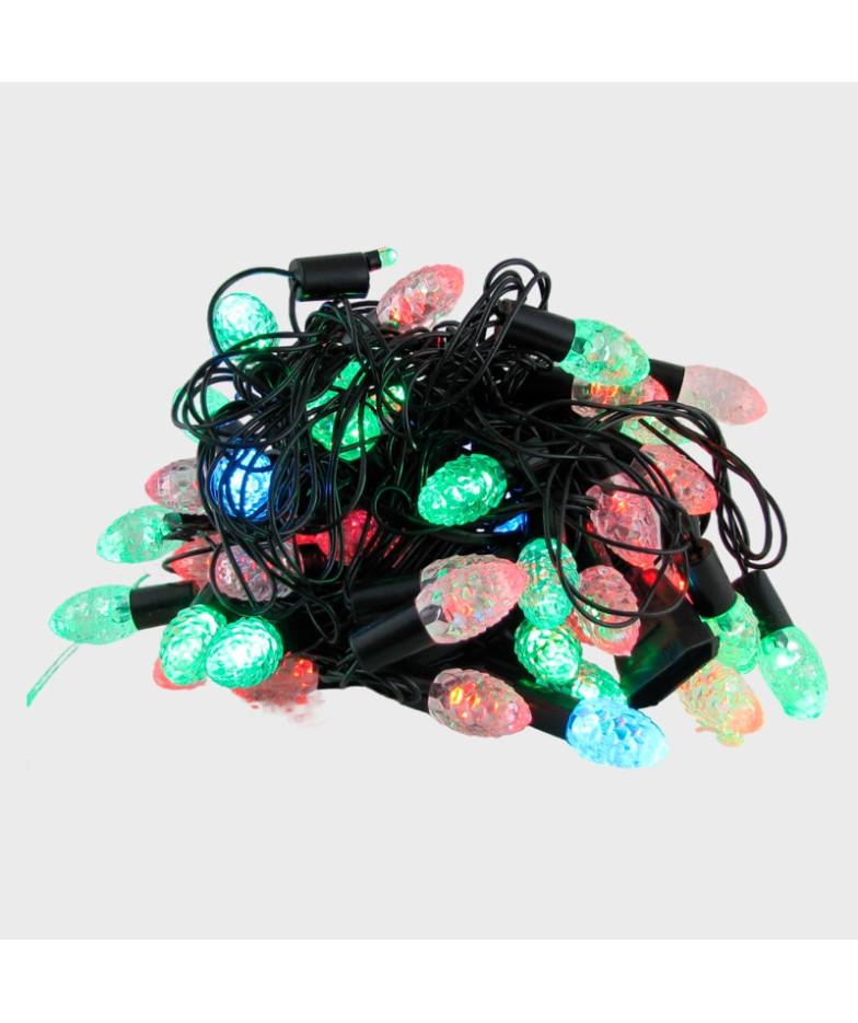 Гирлянда 60L 10м (25мм) шишки разноцветные черный шнур) 