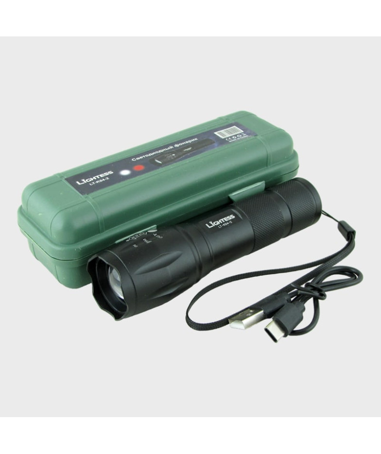 Фонарь светодиодный K-04-2 (2 цвета бел./ красн., встроен. аккум., шнур TYPE-C) zoom