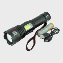 Фонарь светодиодный P811X-TG (1 мощ.,1 больш.+ мигалка, акк.18650, шнур TYPE-C, вых.USB) с индикат.,