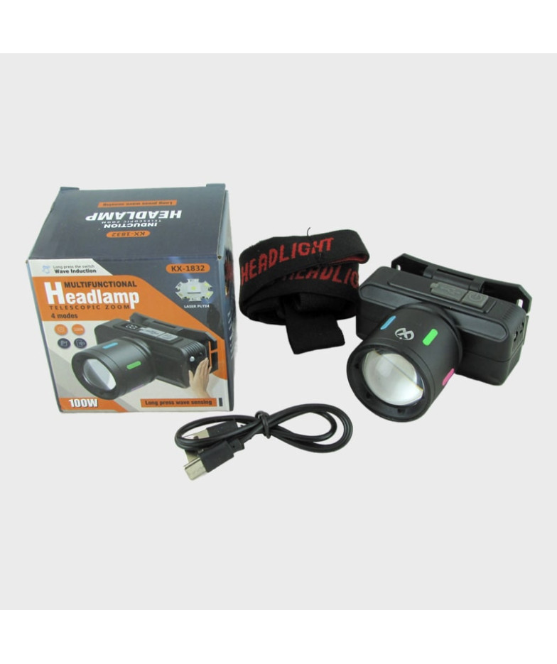 Фонарь налобный 1832-TG (1 ярк., встроен. аккум., шнур TYPE-C) с индикатором, zoom