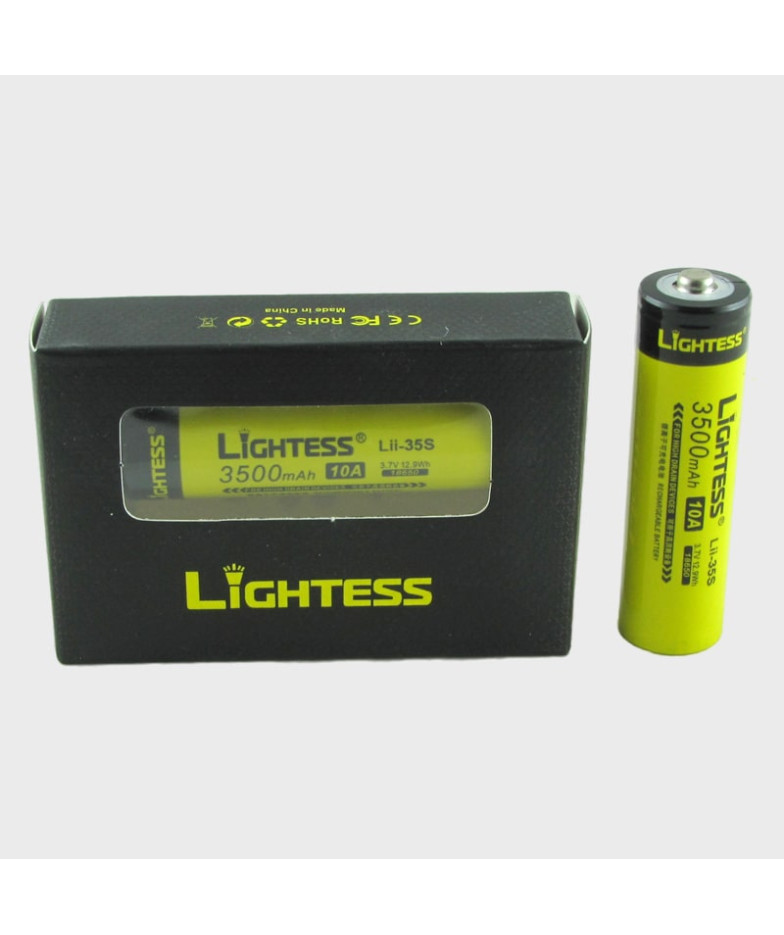 Аккумулятор 18650 3500mA 12,9Wh  бытовые (45gr) желтые Lightess (по 2 шт., цена за 1 шт.)