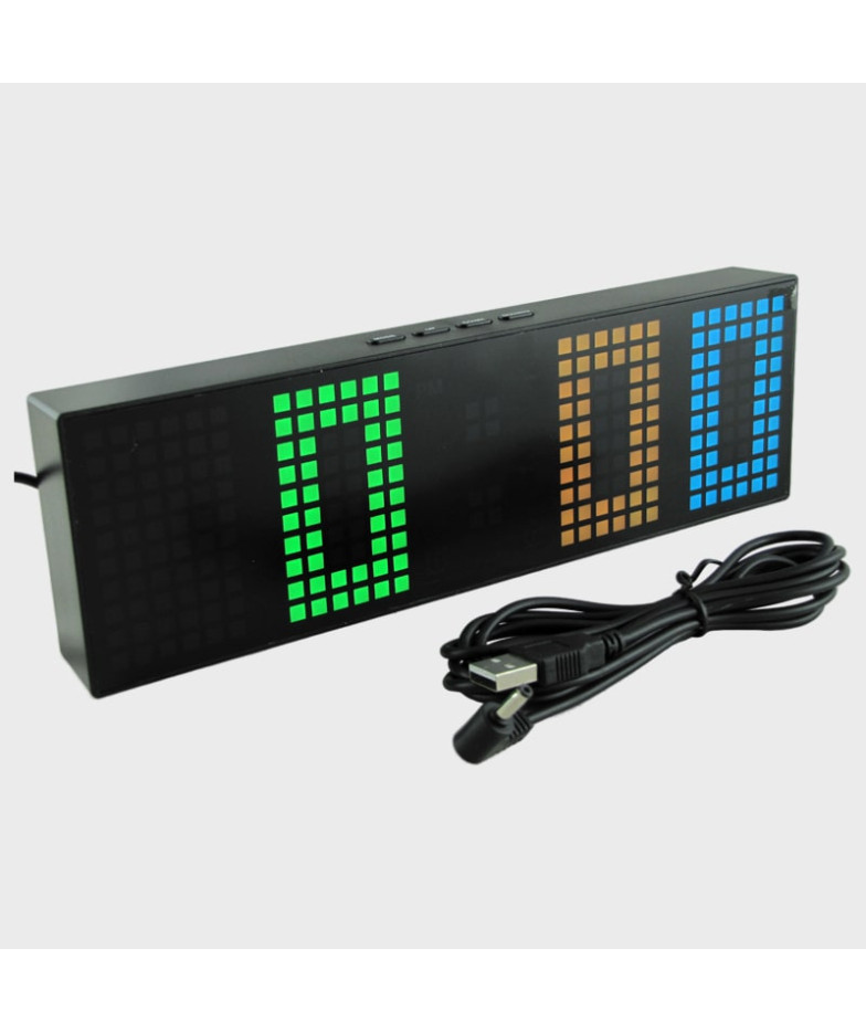 Часы-будильник электронные SR-2210C (разноцв. цифры, шнур USB - 3.5*1.35 / CR2032)