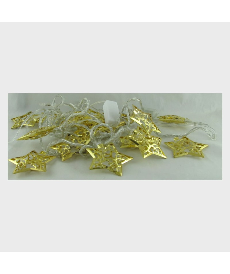 Гирлянда - золотые звезды 16шт  прозрачный шнур. 