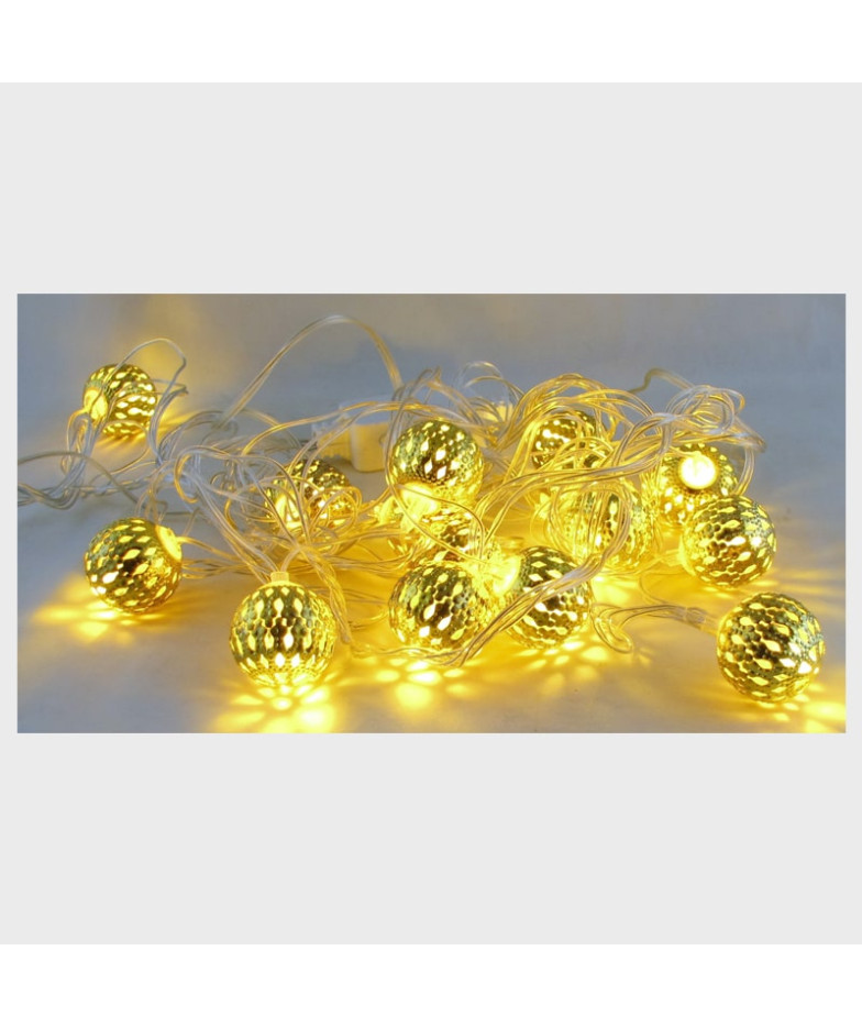 Гирлянда - золотые шары 16шт  прозрачный шнур. 