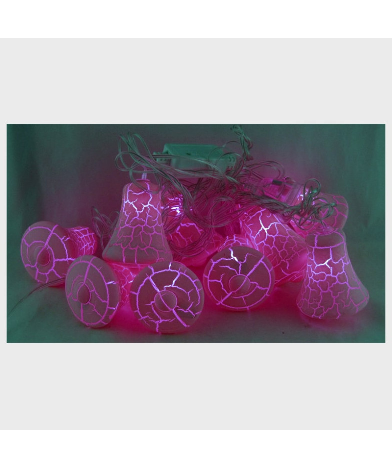 Гирлянда - Колокольчики 10шт розовые прозрачный шнур. 